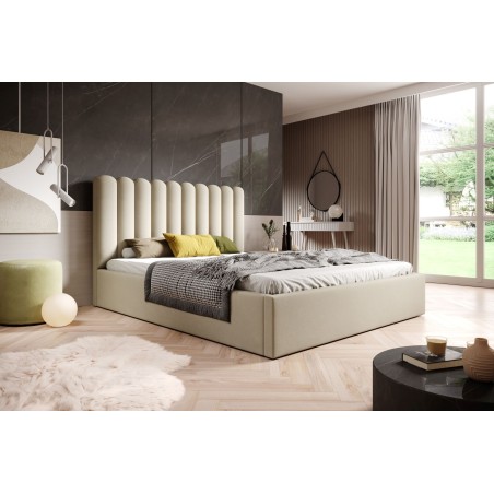 Łóżko tapicerowane MILVO 120x200, kolorystyka Hygge 2534, kolor Bezowy