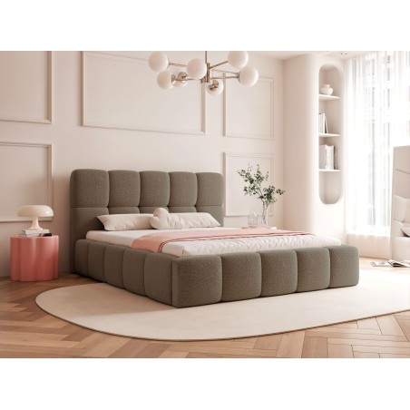 Łóżko tapicerowane CALME 140x200, kolorystyka ABRIAMO 01, kolor Taupe