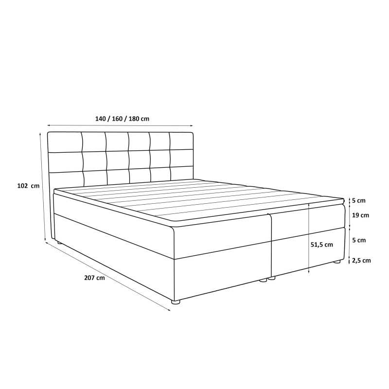 Łóżko kontynentalne KIDA 160x200 | CORNERO