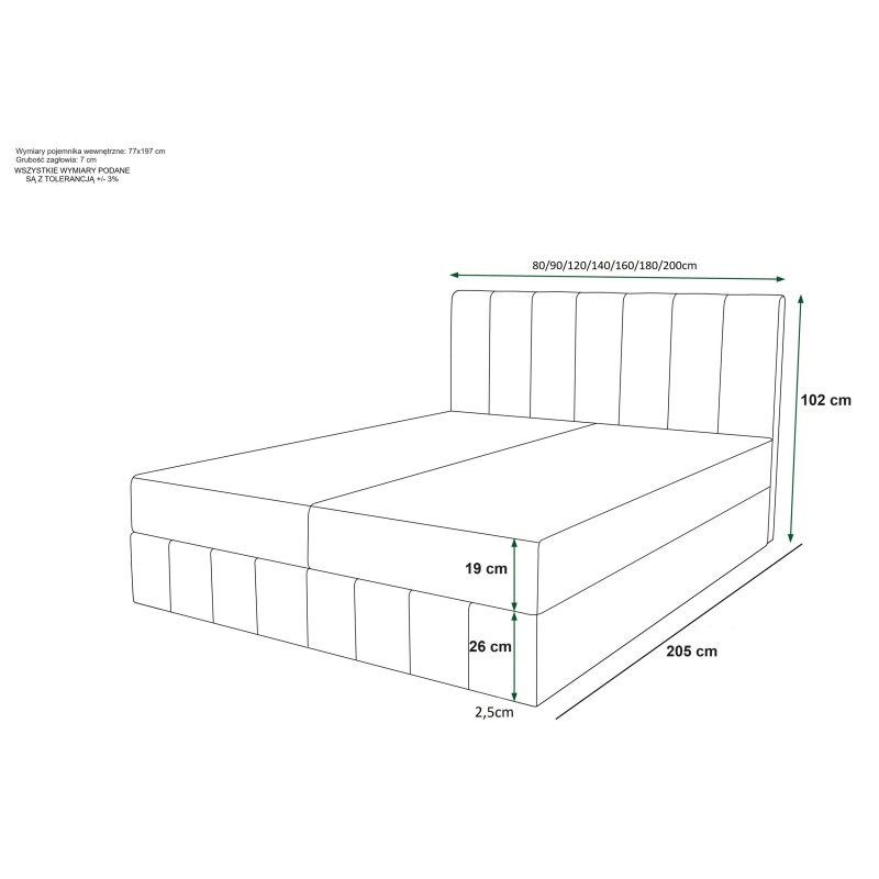 Łóżko kontynentalne BAHAMA 160x200   | CORNERO