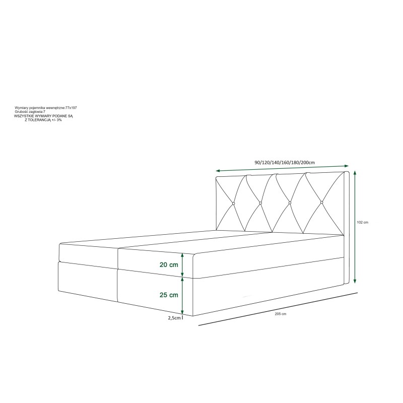 Łóżko kontynentalne ALTEA 160x200 | CORNERO