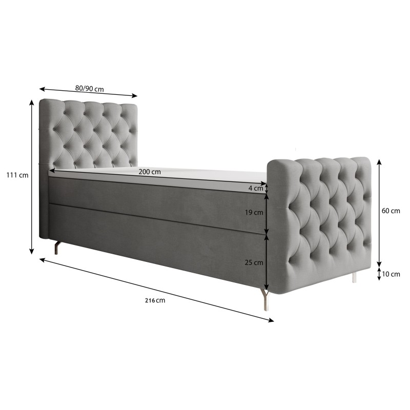 Łóżko kontynentalne CHESTER PLUS 80x200 | CORNERO