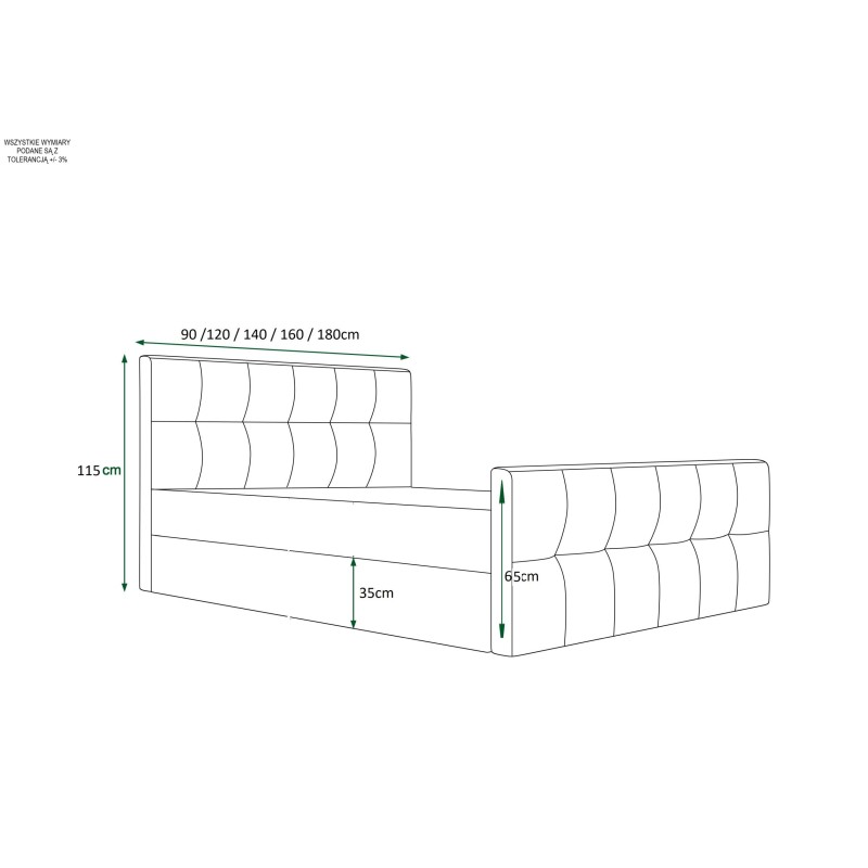 Łóżko tapicerowane DAST 90x200    | CORNERO
