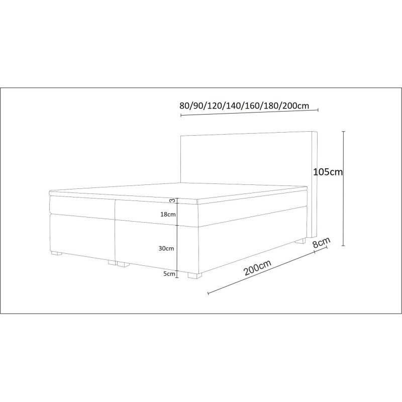 Łóżko kontynentalne SIMPLE 180x200  | CORNERO