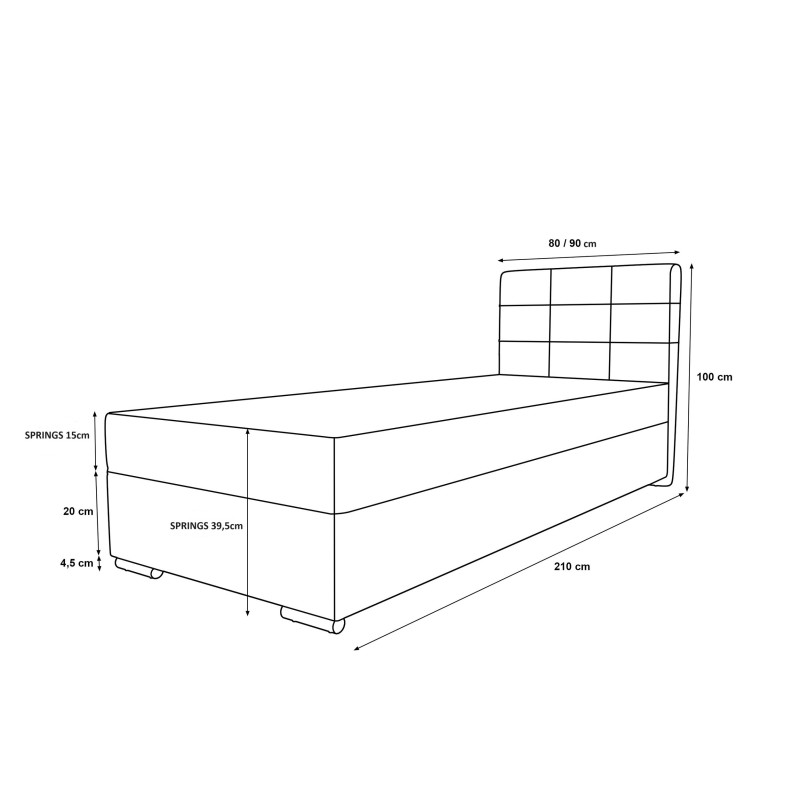 Łóżko kontynentalne ZAKO 2 80x200  | CORNERO