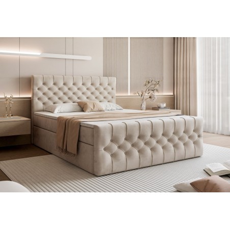 Łóżko kontynentalne KEMER 160x200, kolorystyka Matt Velvet 6, kolor Ecru