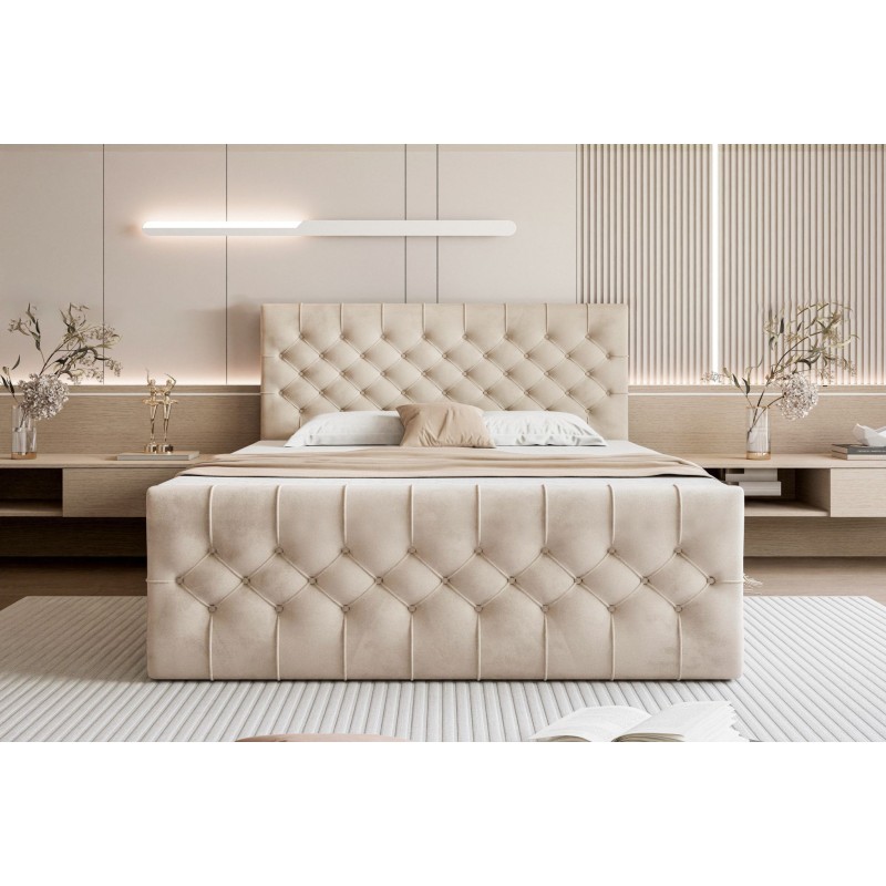 Łóżko kontynentalne KEMER 200x200, kolorystyka Matt Velvet 6, kolor Ecru