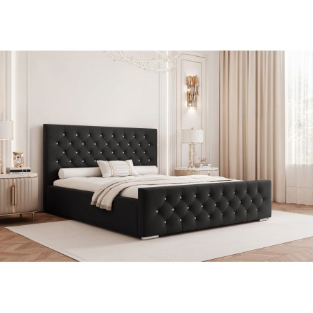 Łóżko tapicerowane ETOLI 200x200, kolorystyka Kronos 7, kolor Czarny