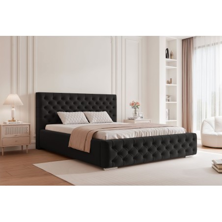Łóżko tapicerowane VERO 200x200, kolorystyka Kronos 7, kolor Czarny