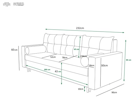Sofa SKANDI - Wymiary